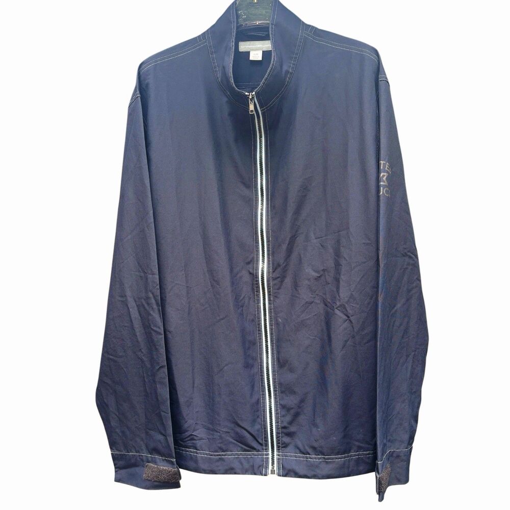 Cutter & Buck Men's Jacket Large Full Zip CB Weathertec Golf Windbreaker Blue